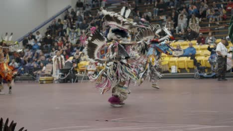 Indigenous-traditional-dance-competition-at-an-indoor-powwow