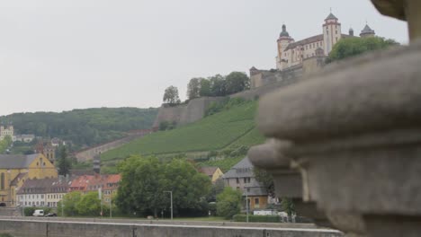 Bamberg-skyline-with-historical-buildings-and-vineyard,-overcast-day