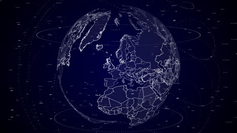 digital-globe-rotating,-zooming-in-on-Netherlands-country