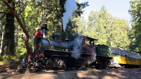 Vintage-historical-steam-train-taking-tourists-for-rides-in-the-countryside