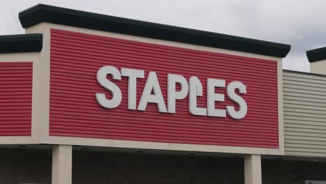 Large-Display-Sign-For-Staples-Store-in-Salmon-Arm,-British-Columbia,-Canada