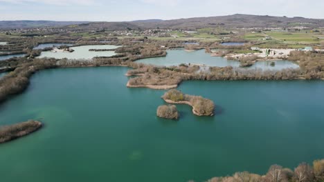 Panoramic-aerial-establishing-of-ancient-Antela-lagoon-Areeiras-da-Limia-in-Xinzo-de-Limia-Ourense-Galicia-Spain