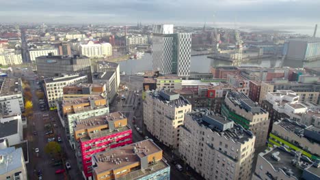 Helsinki-view-of-clarion-hotel-drone-shot-in-summer-time