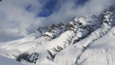 Nebelige-Szene-Fängt-Schneebedeckte-Bergkiefern-Ein