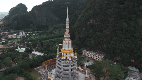 Drone-shot-at-the-tiger-temple,-located-in-Krabi,-Thailand