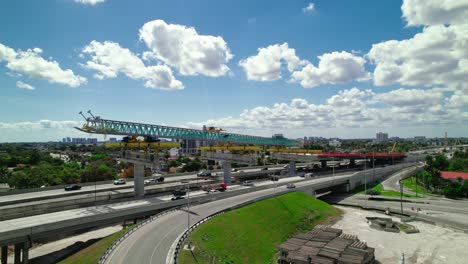 Expansive-Bridge-Construction-Over-Dolphin-Expressway,-Miami