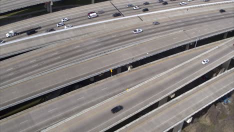 Vista-Panorámica-De-La-I-10-Oeste-Y-El-Buffalo-Bayou-En-Houston,-Texas