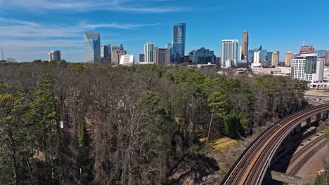 High-Rails-in-suburb-forest-of-Atlanta-Town-in-sunlight