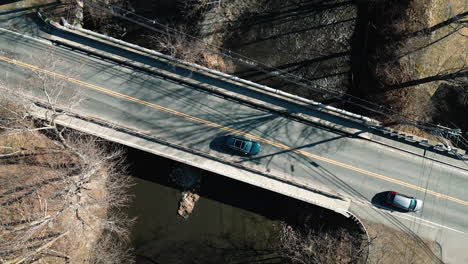 Sediments-passing-under-a-vehicular-bridge-in-an-aerial-shot