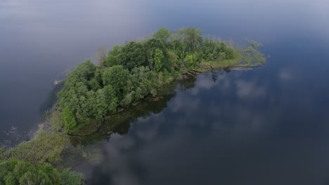 Lake-island-summer-morning-aerial-video