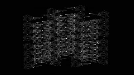 Animación-De-Simulación-De-Una-Red-Neuronal-Parcial-De-Un-Modelo-De-Inteligencia-Artificial-De-Lenguaje-Grande,-Bucle-Sin-Interrupciones-Sobre-Fondo-Negro