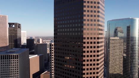 Houston-TX-USA,-Aerial-View-of-Downtown-Skyscrapers,-Condo-and-Office-Buildings