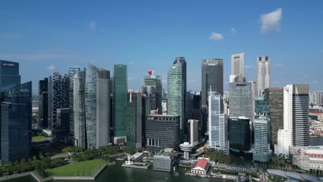 Modern-Skyscrapers-Cityscape-of-Financial-Business-District,-Aerial