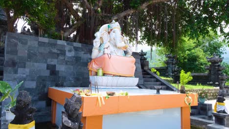 Close-up-view-of-Ganesha-deity-elephant-statue-in-Pura-Girinatha-Balinese-Hindu-temple-in-the-capital-city-of-East-Timor,-Southeast-Asia