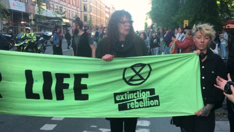 Demonstranten,-Journalisten-Und-Polizisten-Bei-Klimademonstration-In-Schweden