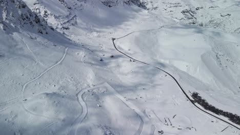 Flight-over-sports-track-in-Valle-Nevado-Chile