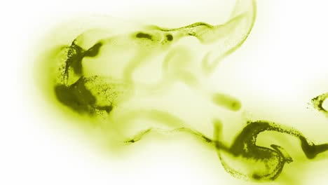 Yellow-ink-or-other-fluid-cloud-spreading-on-white-surface