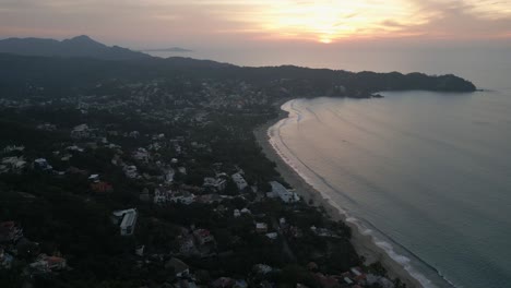 Aerial-Sunset-Landscape-of-Sayulita-Beach-Mexican-Travel-Destination-river-Nayarit