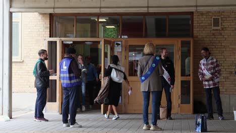 Workers-and-voters-at-voting-station-on-election-day-in-Sweden