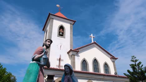 Statue-of-nativity-scene-with-Mary,-Joseph-and-Baby-Jesus-in-Church-of-Saint-Anthony-of-Motael-in-the-capital-city-of-East-Timor,-Southeast-Asia