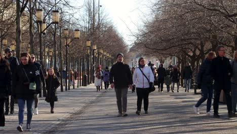 Wide-view-of-people-walking-in-the-park-Kungstradgarden-in-Stockholm