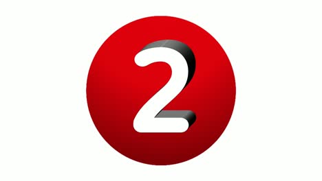 3D-Nummer-2,-Symbol-Für-Animationsbewegungsgrafiken-Mit-Zwei-Zeichen-Auf-Roter-Kugel-Auf-Weißem-Hintergrund,-Cartoon-Videonummer-Für-Videoelemente