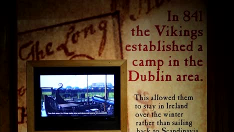 Exposición-Sobre-La-Historia-Vikinga-De-Su-Llegada-A-Dublín-En-El-Museo-De-Dublín,-Irlanda