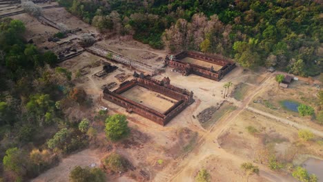 Vat-Phou,-Khmer-temple-drone-fly-rotare