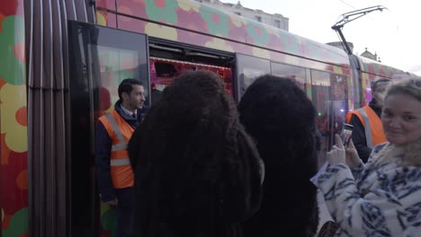 Tracking-shot-of-costume-animals-celebrating-the-free-public-transport-in-France