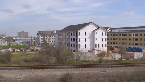 Establishing-drone-shot-of-new-housing-construction-in-East-Houston,-Texas
