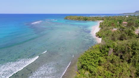 Playa-La-Playita-beach-tropical-and-exotic-location,-Las-Galeras-in-Samana-peninsula,-Dominican-Republic