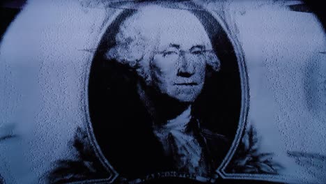 George-Washington-Falla-En-Un-Billete-De-Un-Dólar,-Efecto-De-Falla-Tipo-VHS