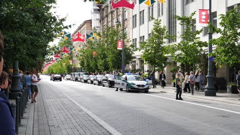 Official-Delegation-Arrives-at-Hotel-in-Vilnius-Main-Street-for-NATO-Summit