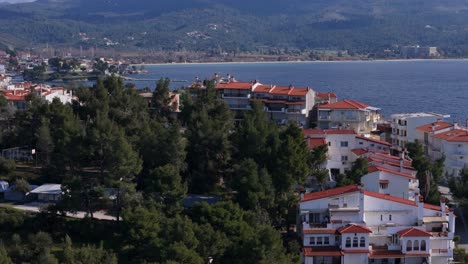 Revealing-shot-of-the-town-in-New-Marmaras-Chalkidiki-Greece