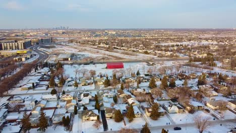 Hermosas-Vistas-Aéreas-Invernales-De-La-Ciudad-De-Winnipeg,-Canadá