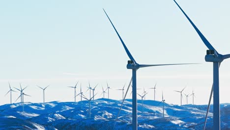 Wind-Farm-On-Snowy-Terrain-With-Static-And-Dynamic-Wind-Turbines