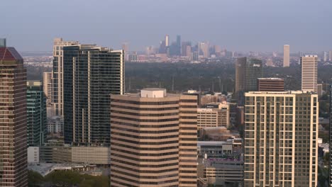 High-angle-aerial-of-buildings-and-surrounding-area-in-Uptown-Southwest-Houston