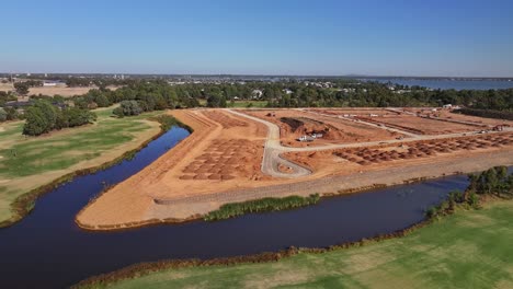 Yarrawonga,-Victoria,-Australia---8-March-2024:-Over-golf-course-to-the-new-stage-at-Silverwoods-Estate-in-Yarrawonga-Victoria-Australia