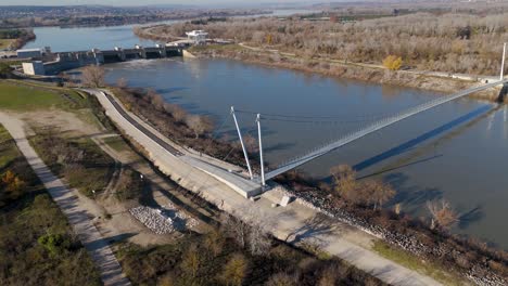 Aerial-shot-of-the-new-suspension-footbridge-between-Sorgues-and-Sauveterre