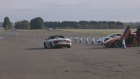 Static-shot-of-an-Audi-r8-heading-down-the-pit-lane-to-race-on-the-track-event