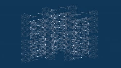 Simulationsanimation-Eines-Partiellen-Neuronalen-Netzwerks-Eines-Großen-Sprachmodells-Für-Künstliche-Intelligenz,-Nahtlose-Schleife-Auf-Blauem-Hintergrund