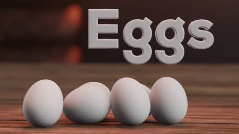 Animated-Fresh-rolling-Eggs-and-text-on-a-Table-close-up-Rustic-style