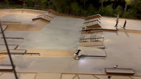 Dynamic-skateboarding-at-Montpellier-Grammont-vast-skatepark---aerial-tracking-shot