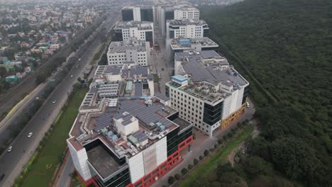 Aerial-Drone-Shot-of-Corporate-Buildings