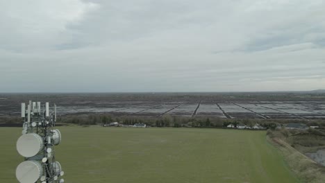 Flying-Towards-The-Flooded-Bogs-For-Turf-Cutting-Used-In-Fire-Place-In-Kildare,-Ireland