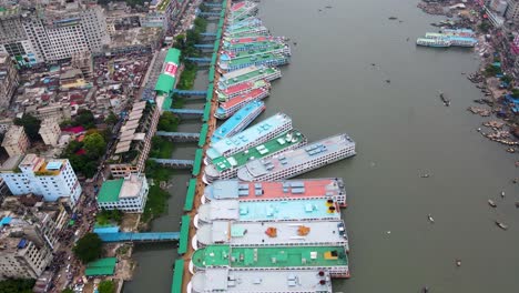 Largest-Passenger-Carrying-River-Port-Of-Dhaka-River-Port-In-Dhaka,-Bangladesh