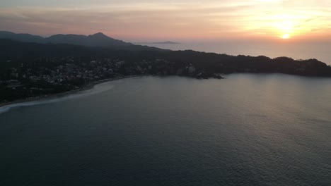 Aerial-Sunset-Landscape-of-Sayulita-Beach-Mexican-Travel-Destination