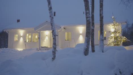 Illuminated-Scandinavian-home-in-winter