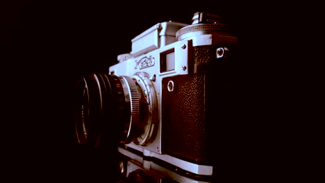 Vintage-soviet-analog-Kiev-photo-camera-from-1970s,-close-up