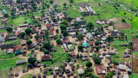 Pila-village-rural-community-in-Benue-State,-Nigeria---aerial-orbit